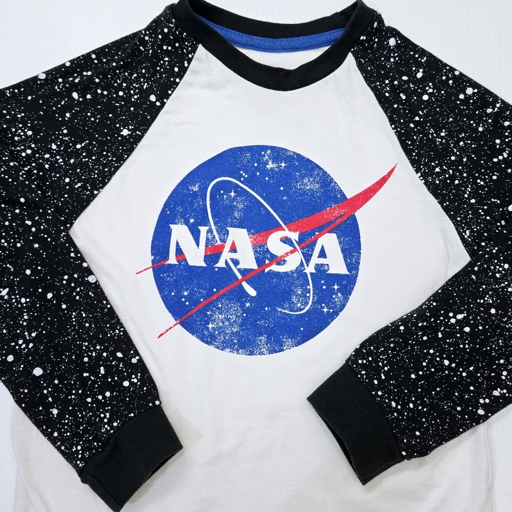 Buzz Aldrin- NASA Ragland Logo Kids Tshirt With Space Print 3/4 Sleeves Size M - Picture 2 of 5